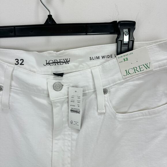 J.Crew Slim Wide Leg Jean White High Waisted Classic Stretch Denim US 32 NWT - Picture 7 of 12